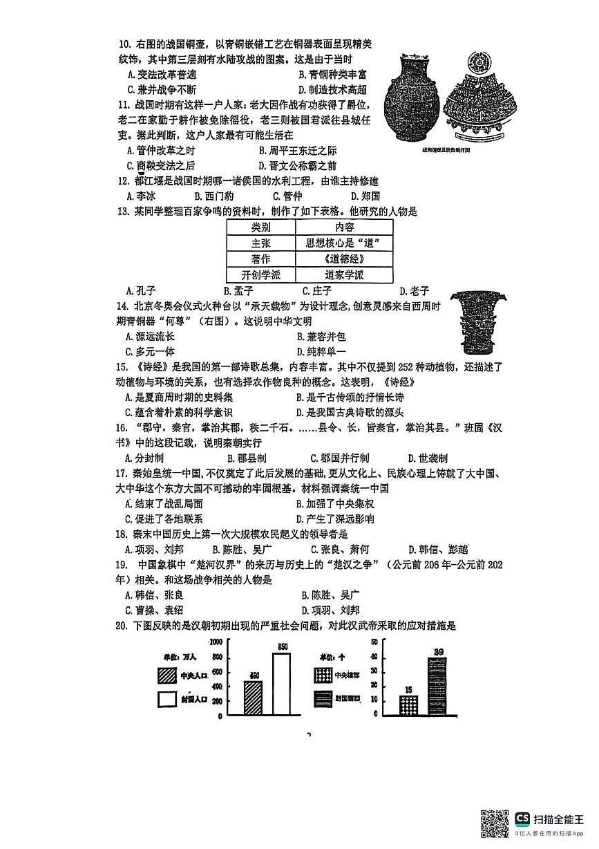 江苏省镇江市丹徒区炎黄外国语学校2025-2026学年七年级上学期1月期末历史试题第2页