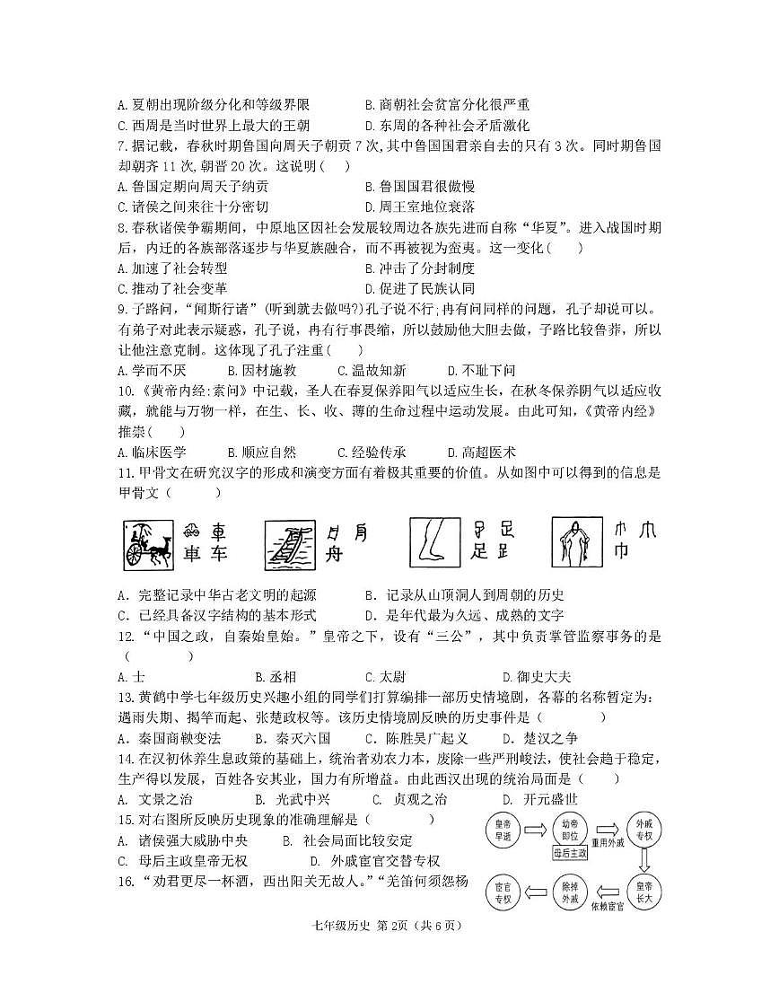 河南信阳市光山县2025-2026学年度七年级上学期期末调研历史试卷第2页