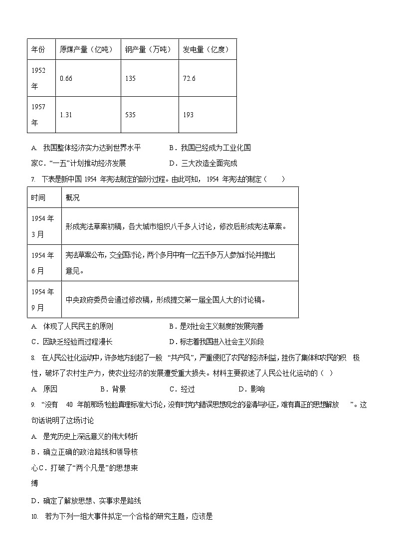 广东省广州市黄埔区2021-2022学年八年级下学期期末历史试题（含答案）第2页