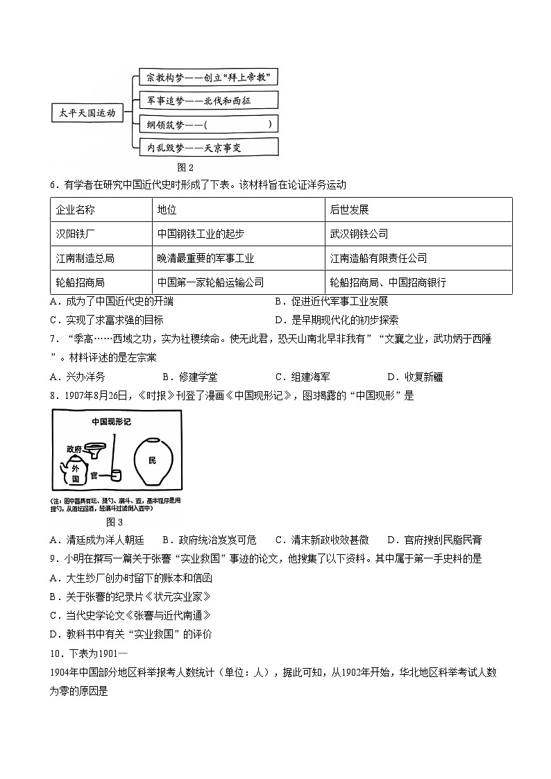 福建漳州市龙文区2025_2026学年八年级第一学期期末素养评价历史试题（文字版，含答案）第2页