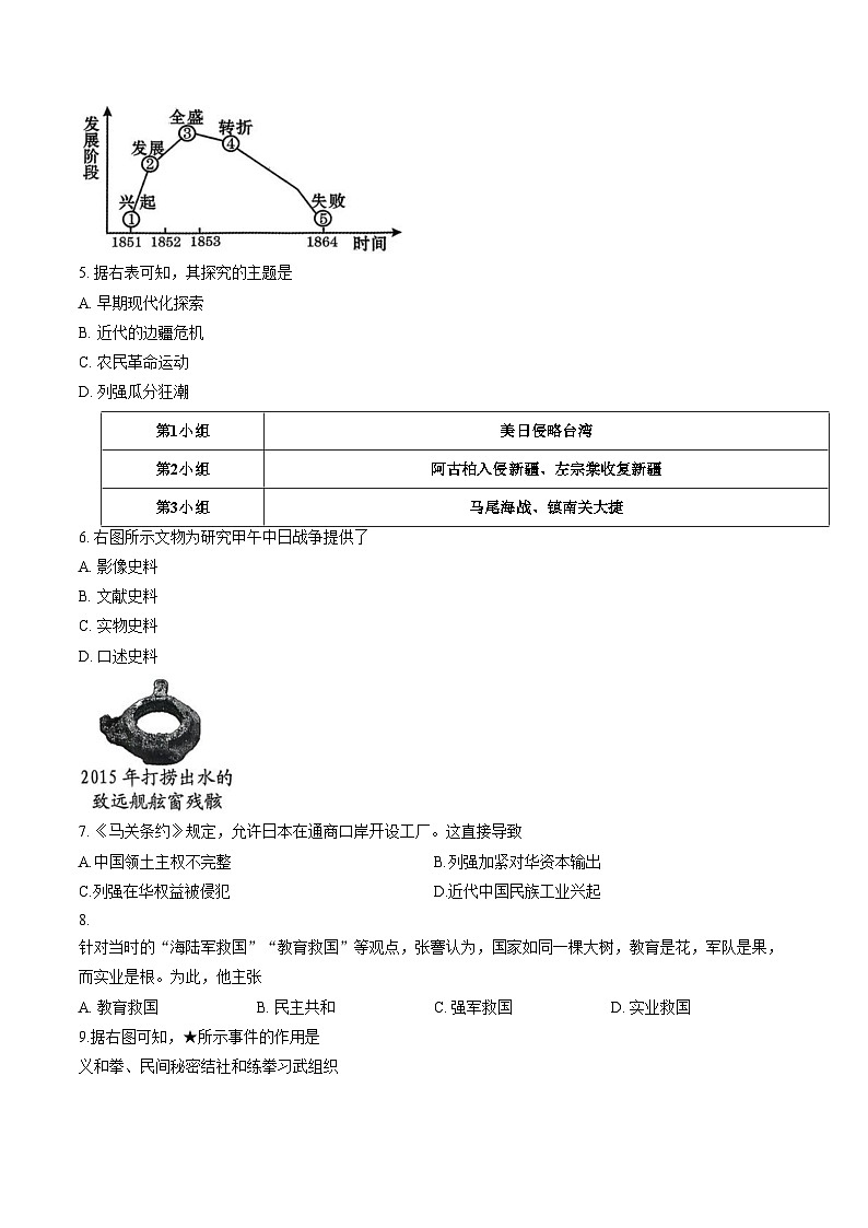 福建三明市尤溪县2025_2026学年八年级第一学期期末综合练习历史试题（文字版，含答案）第2页