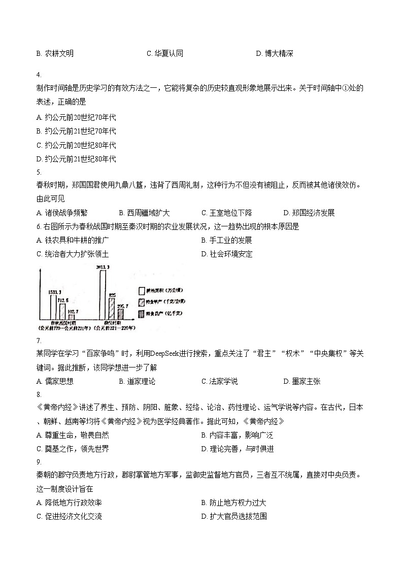河南洛阳市嵩县2025—2026学年第一学期期末考试七年级历史试卷（文字版，含答案）第2页