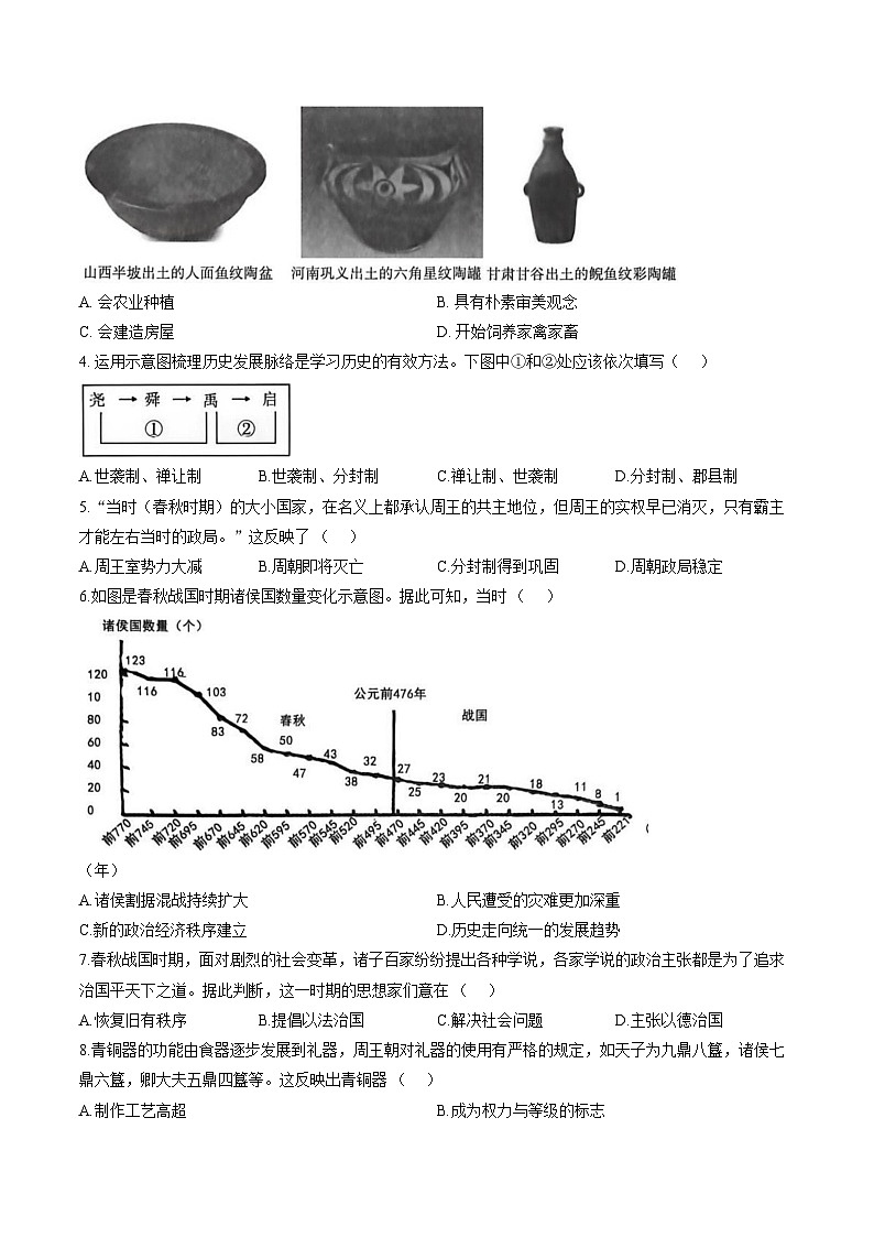 山东省济宁市兖州区2025_2026学年七年级上学期期末监测历史试卷（文字版，含答案）第2页