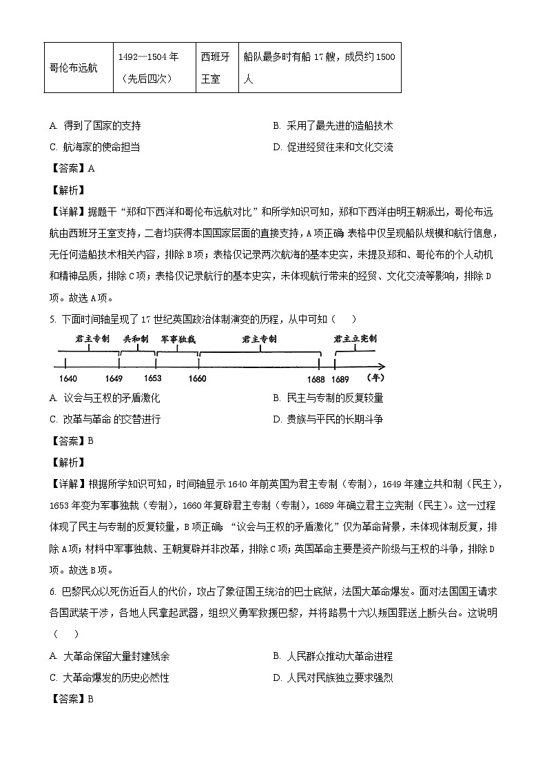 山西省运城市盐湖区2025-2026学年九年级上学期期末历史试题（含解析）第3页
