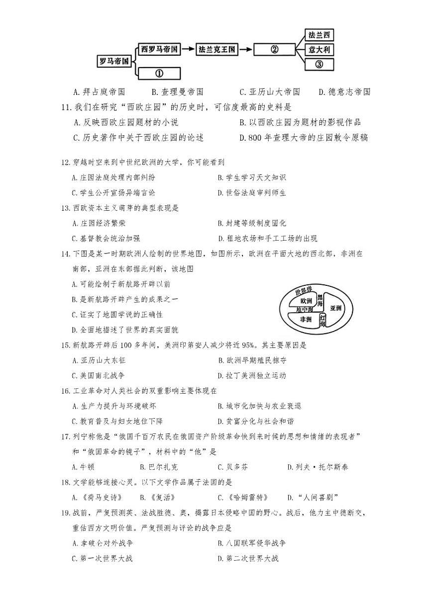 吉林省长春市绿园区2025-2026学年九年级上学期1月期末历史试卷（含答案）第2页