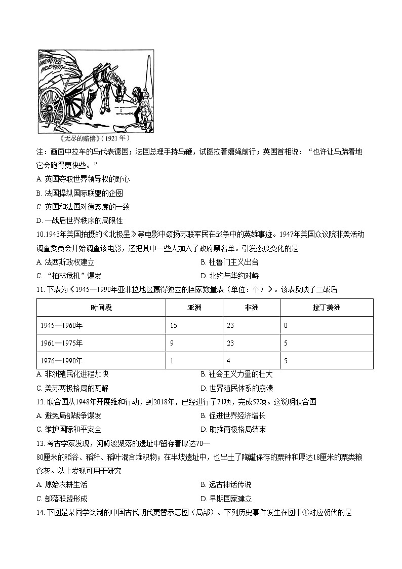 湖南省长沙市长郡双语实验中学2025_2026学年九年级上学期期末考试历史试卷（扫描版，含答案）第3页