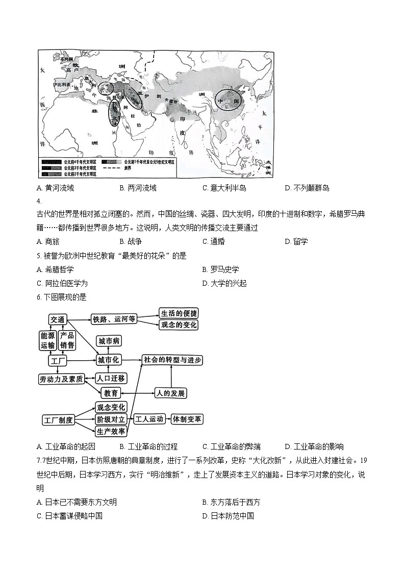 河北省保定市莲池区2025_2026学年九年级上学期期末考试历史试题（文字版，含答案）第2页