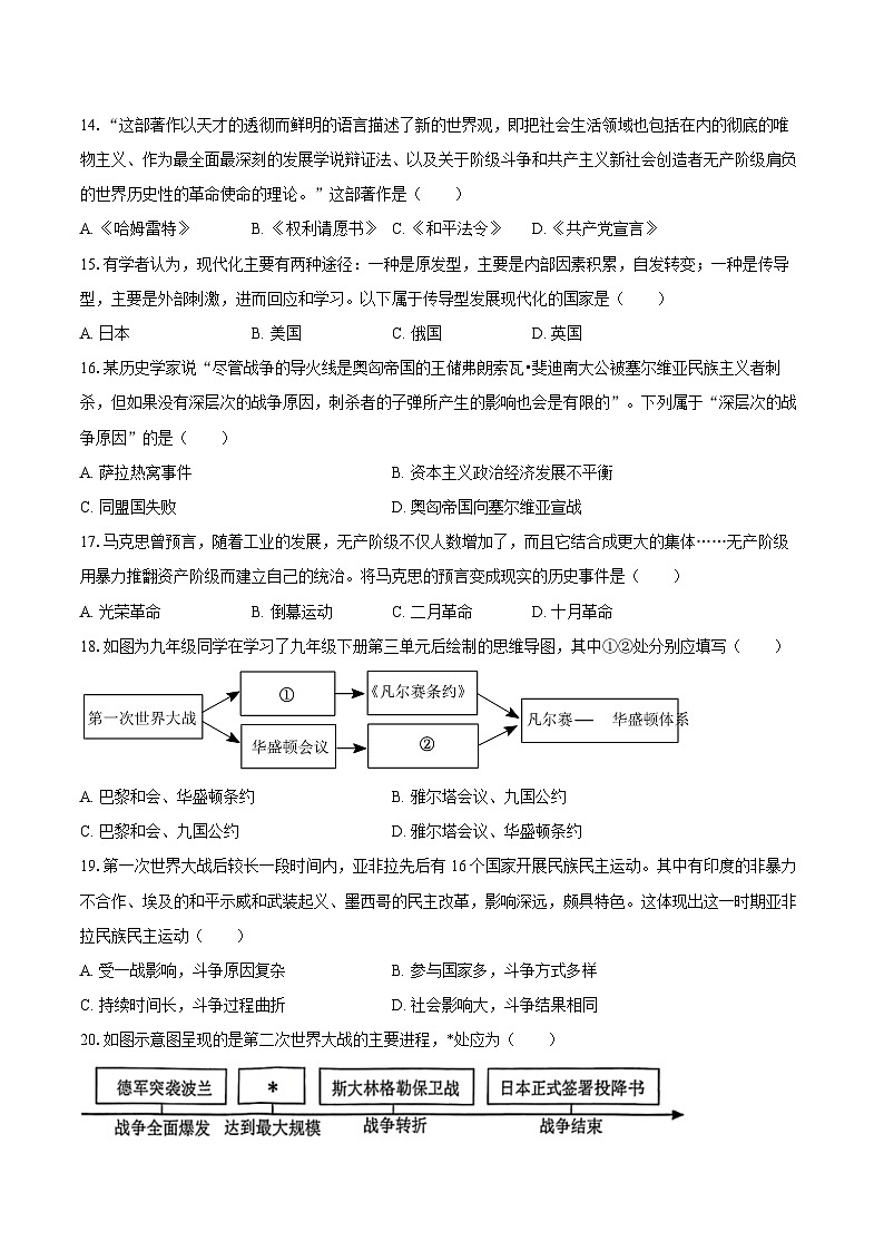 2025-2026学年江西省南昌市经开区九年级（上）期末历史试卷（含答案）第3页
