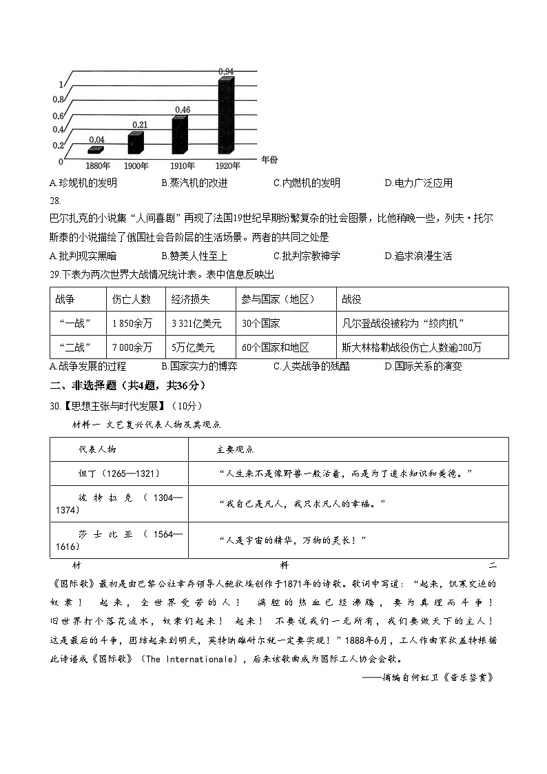湖北省鄂州市2025_2026学年九年级上学期1月期末历史试题（扫描版，含答案）第3页