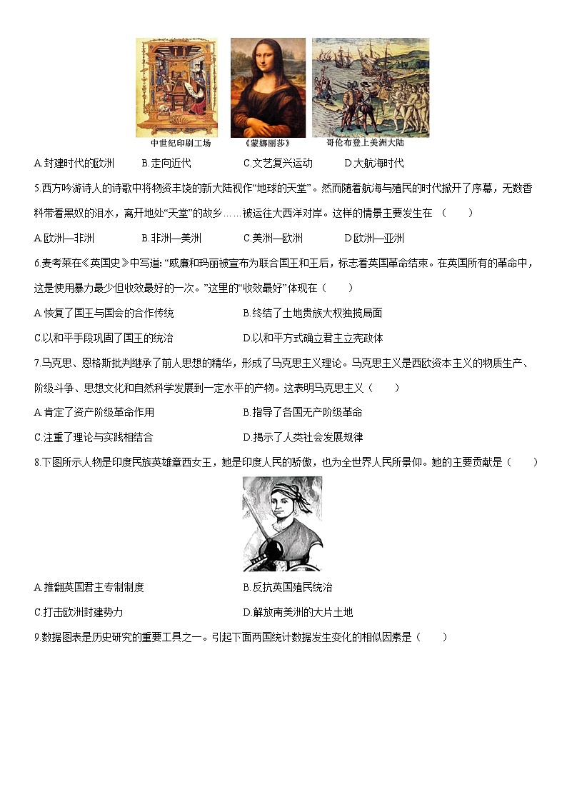 2025-2026学年山西省太原市娄烦县九年级上学期1月期末历史试卷（学生版）第2页
