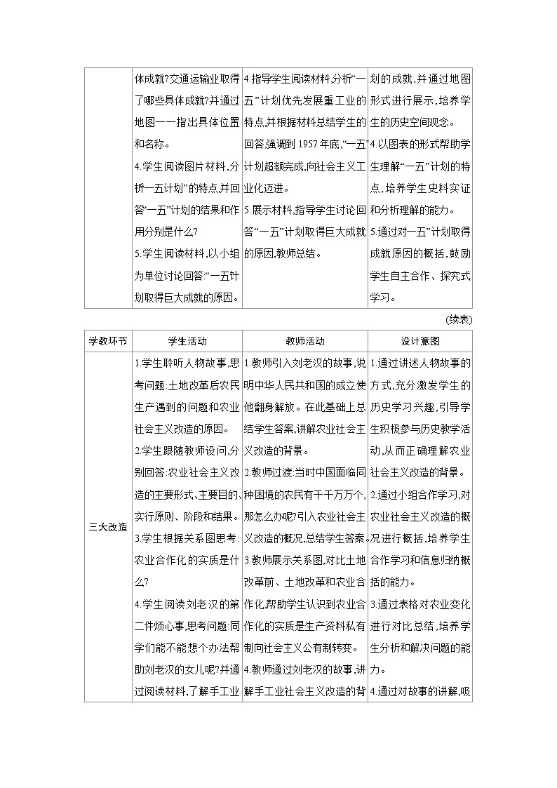 人教版八年级历史下册第一单元第3课 社会主义制度建立教案第2页