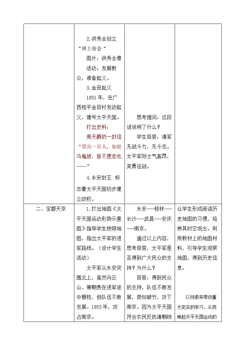 人教版初中历史八年级上册（2024）第3课 太平天国运动 教案第3页