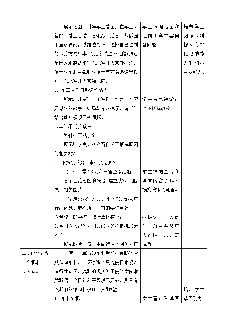 人教版初中历史八年级上册（2024）第16课 从九一八事变到西安事变 教案第3页