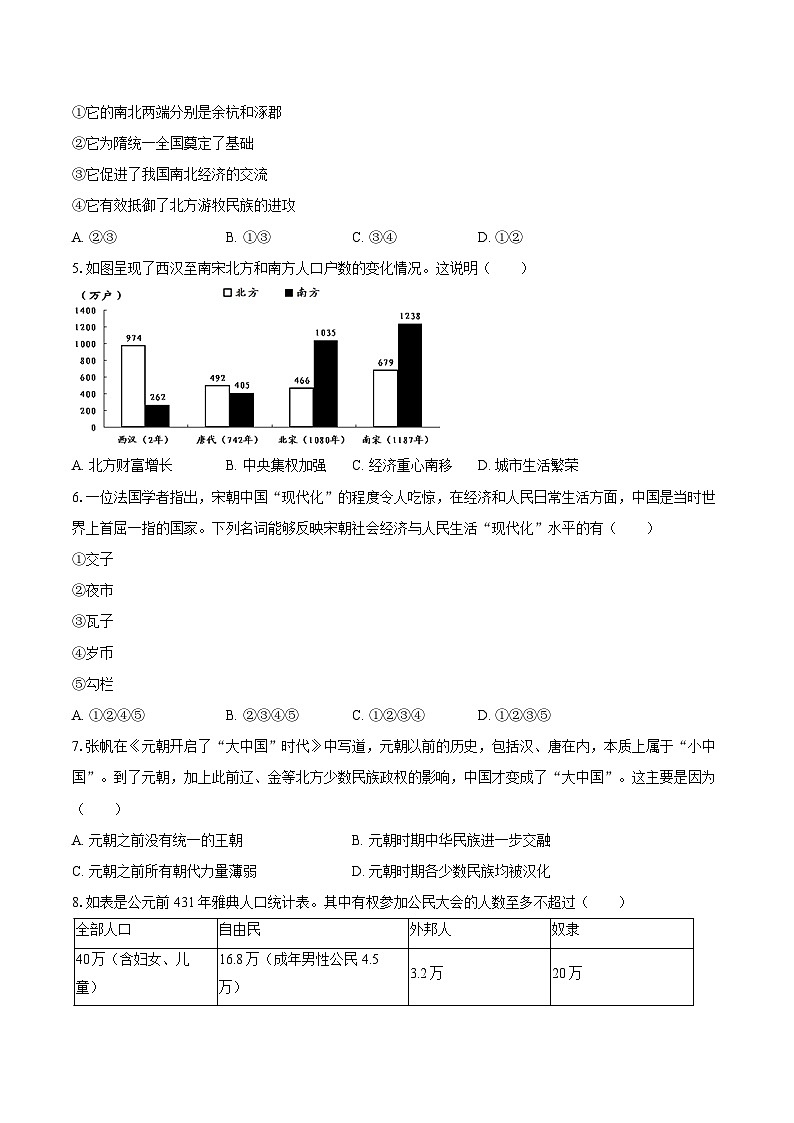 2025-2026学年山东省泰安市东平县八年级（上）期末历史试卷（五四学制）（含答案）第2页