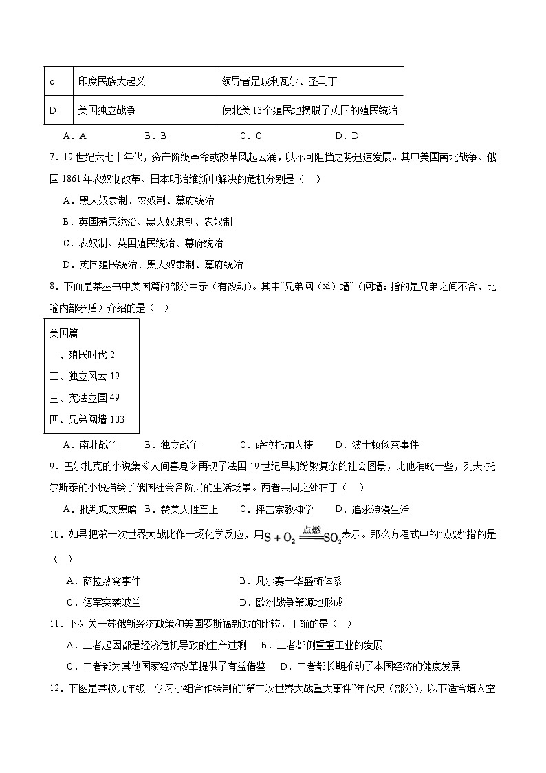 2025—2026学年度陕西省西安市多校联考九年级上学期期末考试历史试题（含答案）第2页