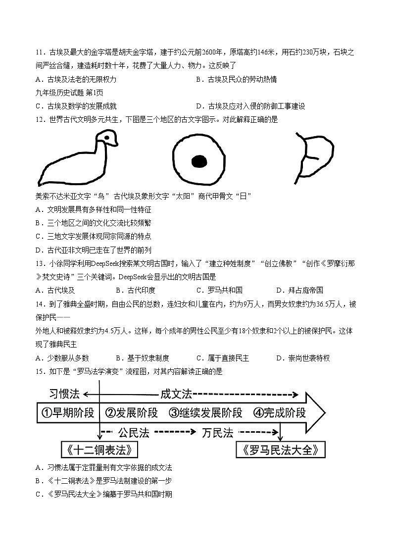 江苏省徐州市沛县部分私立学校2026届九年级上学期1月期末考试历史试卷（扫描版，含答案）第2页