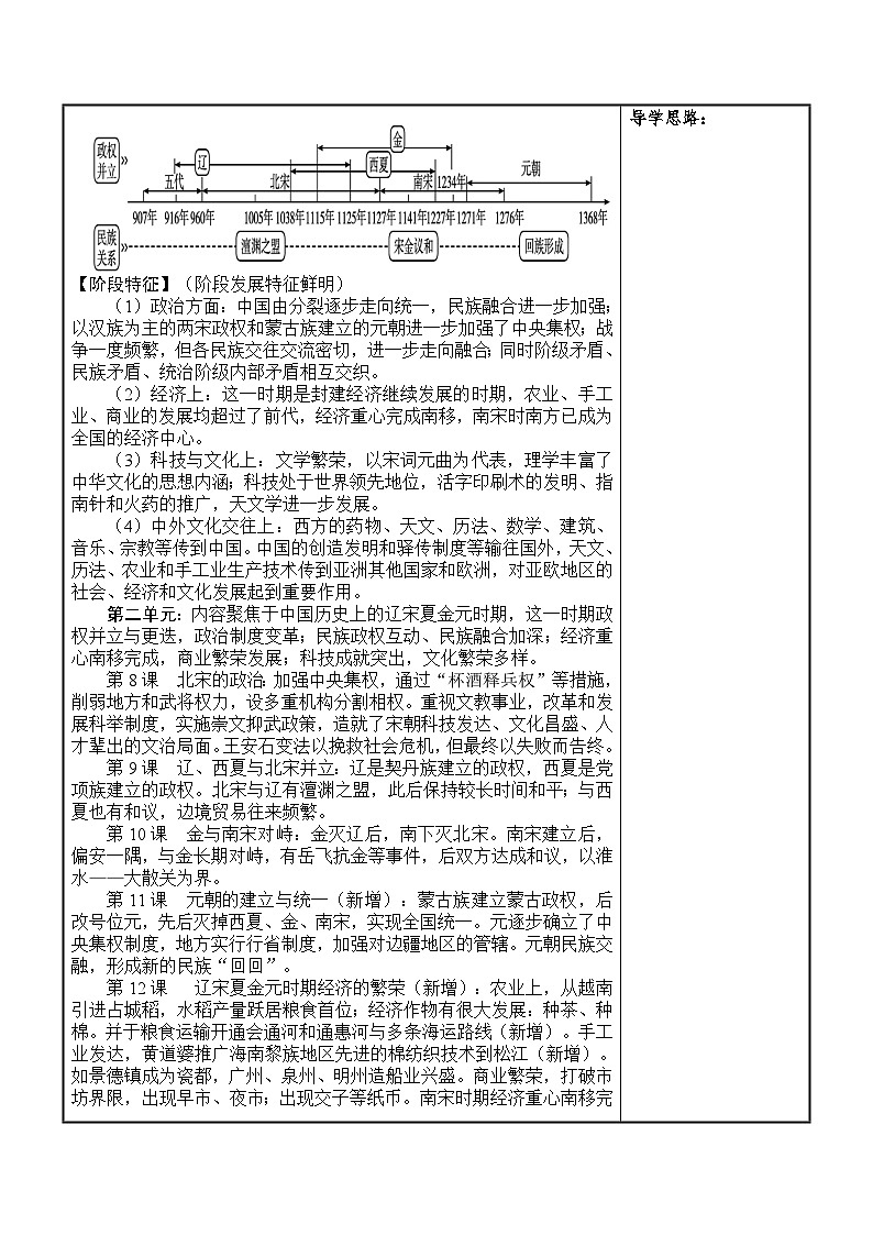 统编版2025年春季新版七年级下册历史 第二单元复习课 教案第2页