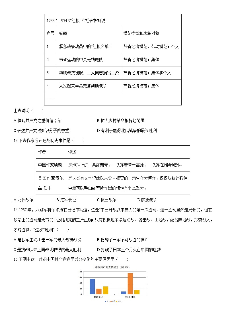 2025-2026学年江西赣州经开区八年级上学期期末测历史试卷（学生版）第3页