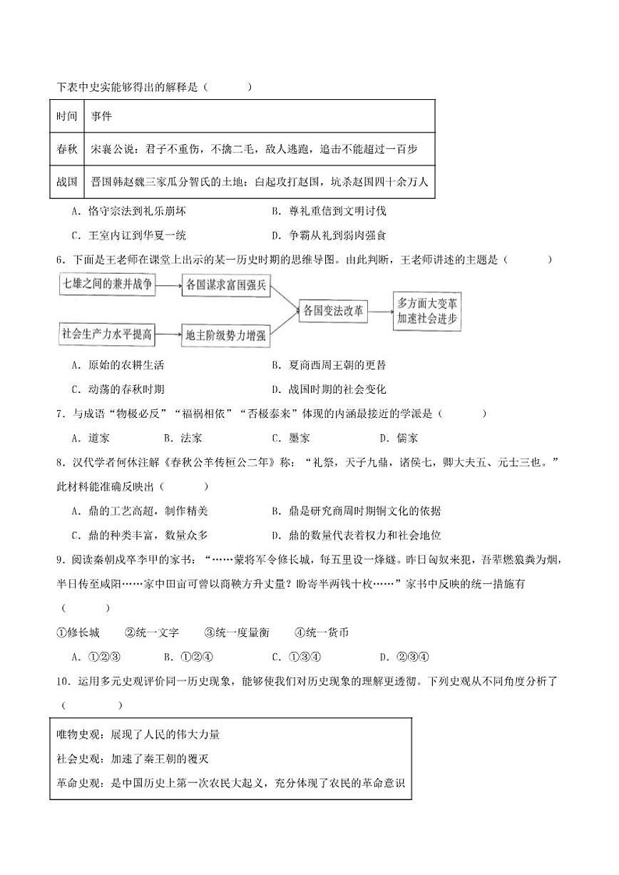 2025-2026学年安徽省宣城市皖东南初中四校七年级上学期1月期末考试历史试卷（含答案）第2页