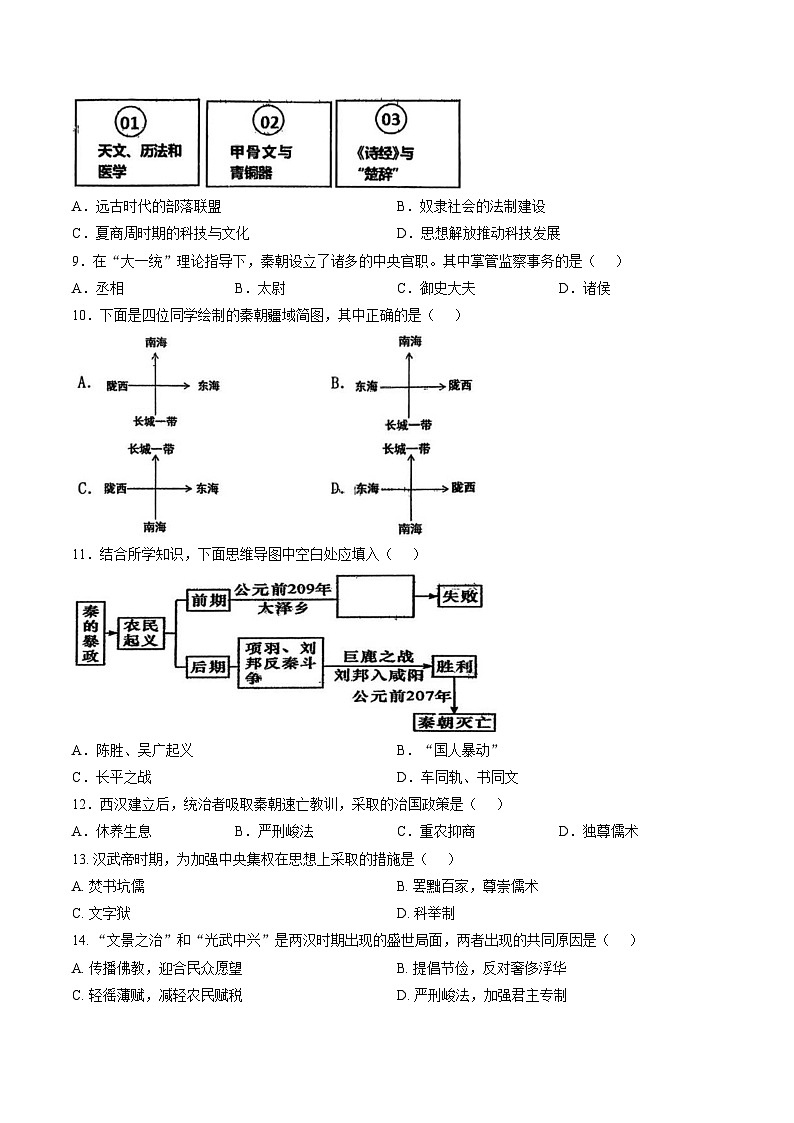 天津市蓟州区第一中学2025_2026学年七年级上学期月考历史试题（文字版，含答案）第2页