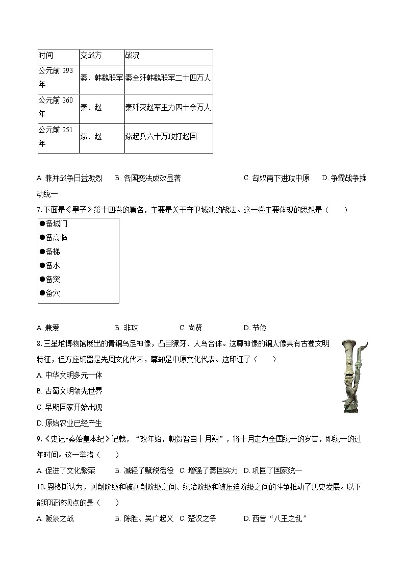 2025-2026学年广东省广州市海珠区七年级（上）期末历史试卷-自定义类型第2页
