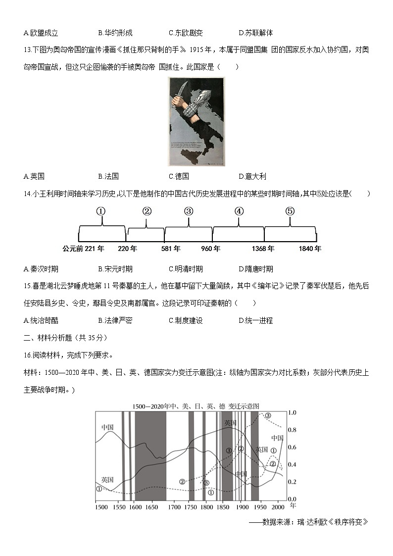 2026年山东泰安市中考仿真模拟（五）历史试卷（学生版）第3页
