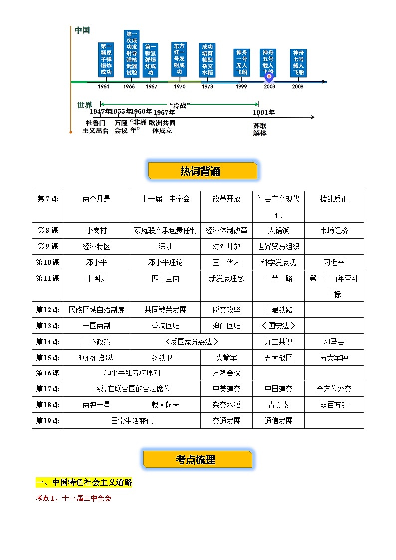 2026学年中考历史一轮复习——改革开放后练习（含答案）第3页