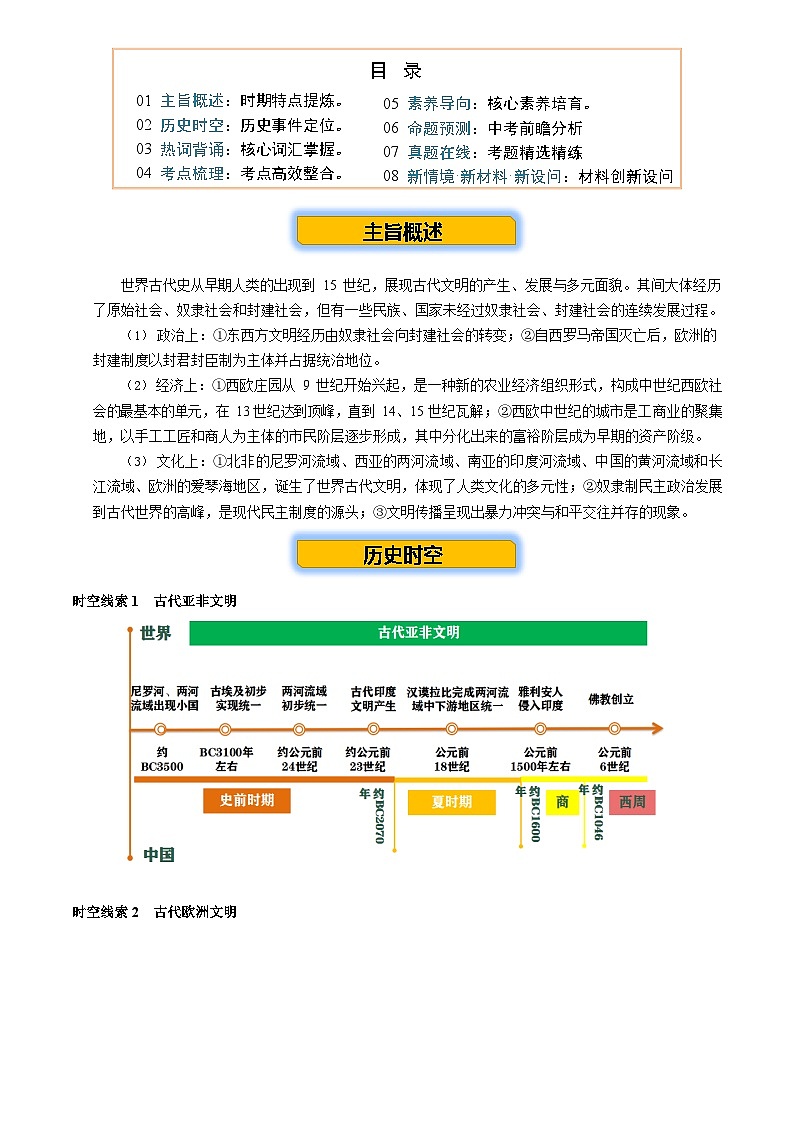 2026学年中考历史一轮复习——古代世界练习（含答案）第2页