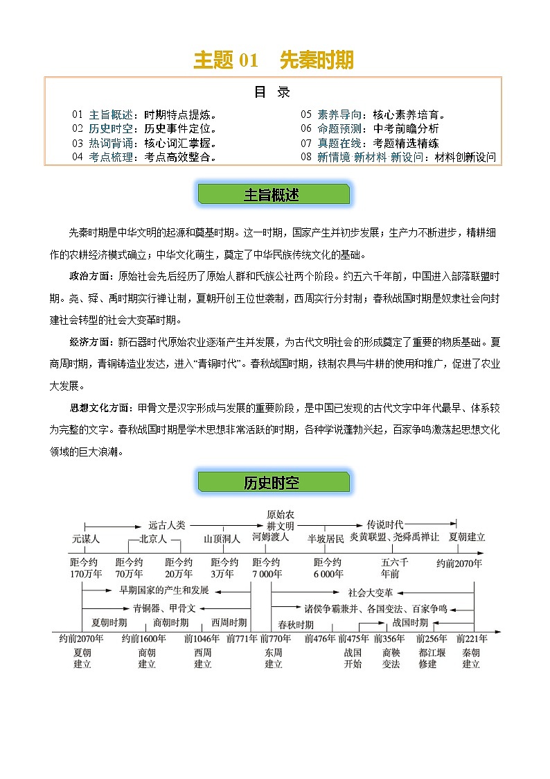 2026学年中考历史一轮复习——先秦时期练习（含答案）第2页