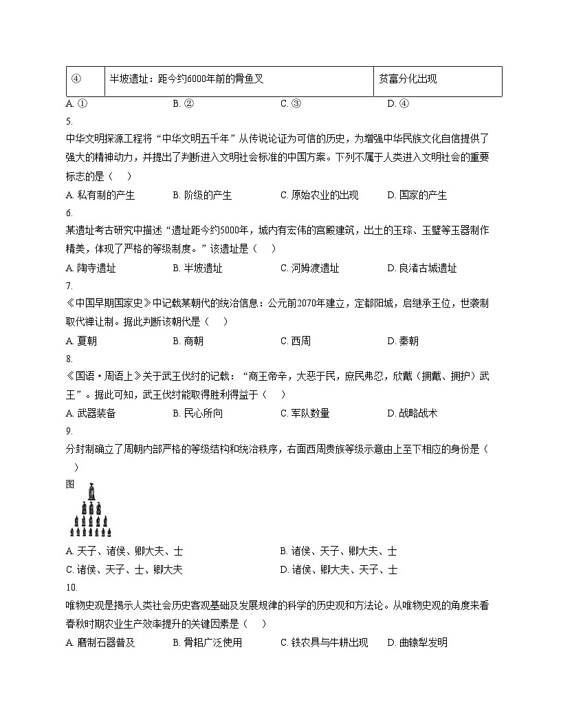海南省海口市2025_2026学年七年级上学期期中考试历史试题（扫描版，含答案）第2页