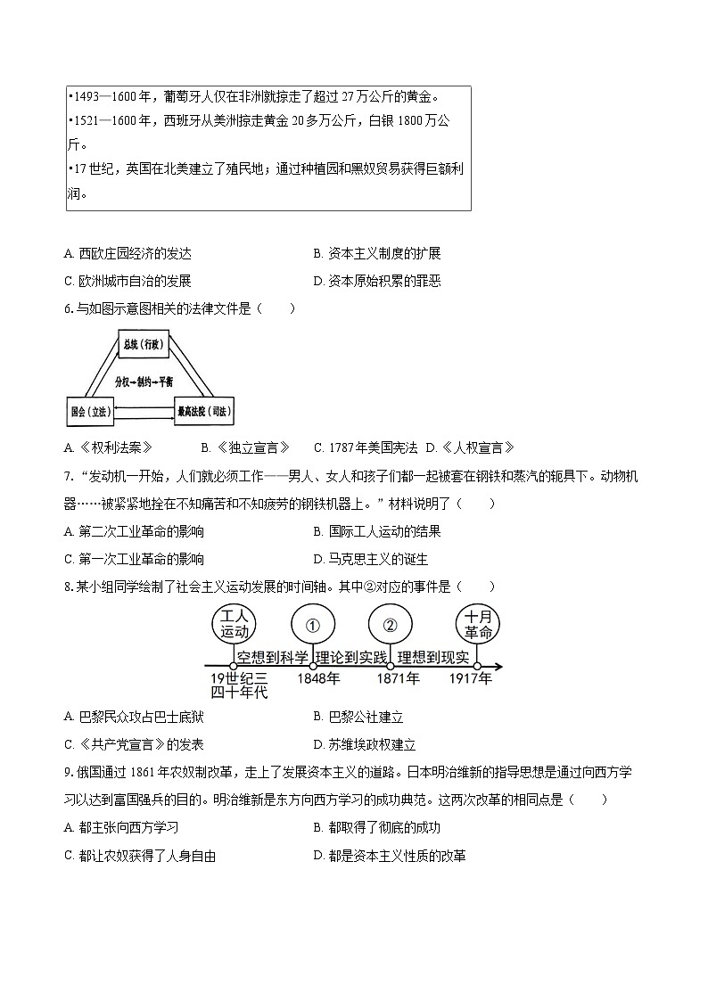 2025-2026学年辽宁省盘锦市兴隆台区九年级（上）期末历史试卷-自定义类型第2页