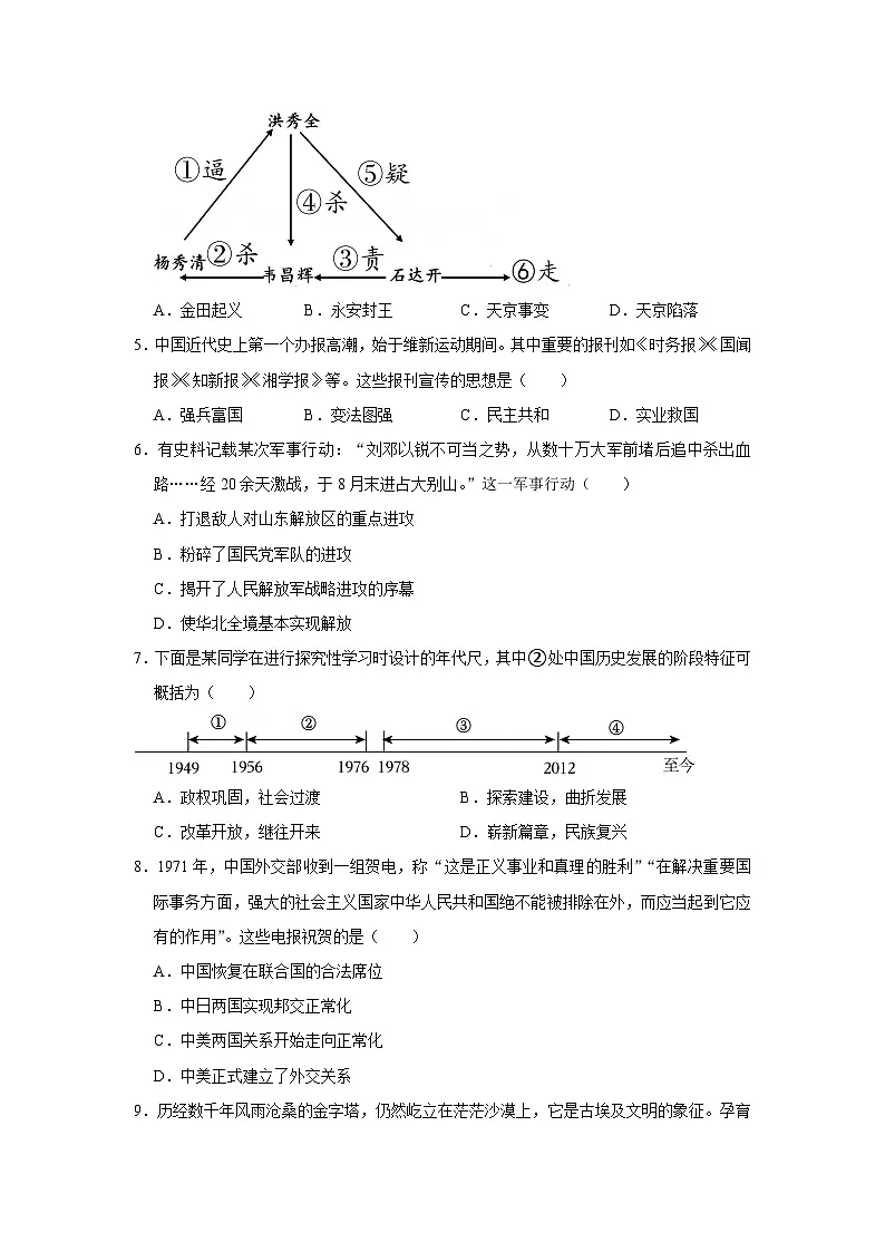 2026年陕西中考历史模拟测试（十）（原卷版）第2页