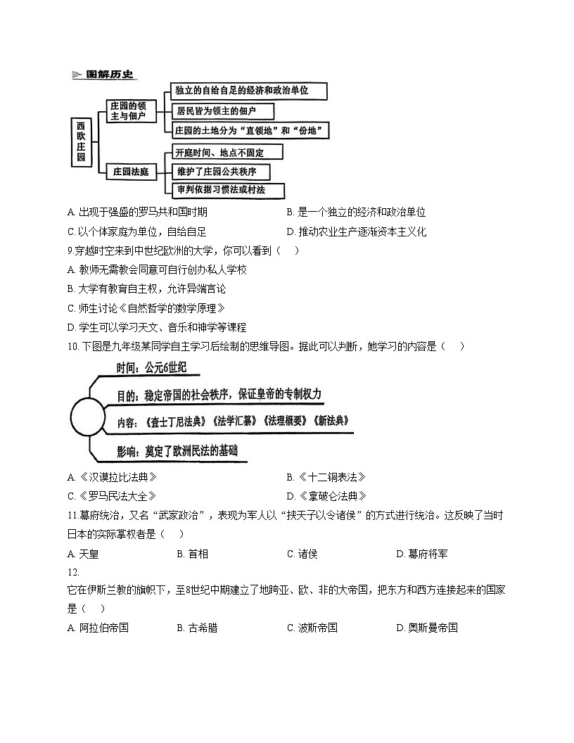 湖南省永州市新田县2025_2026学年九年级上学期期中考试历史试题（扫描版，含答案）第3页