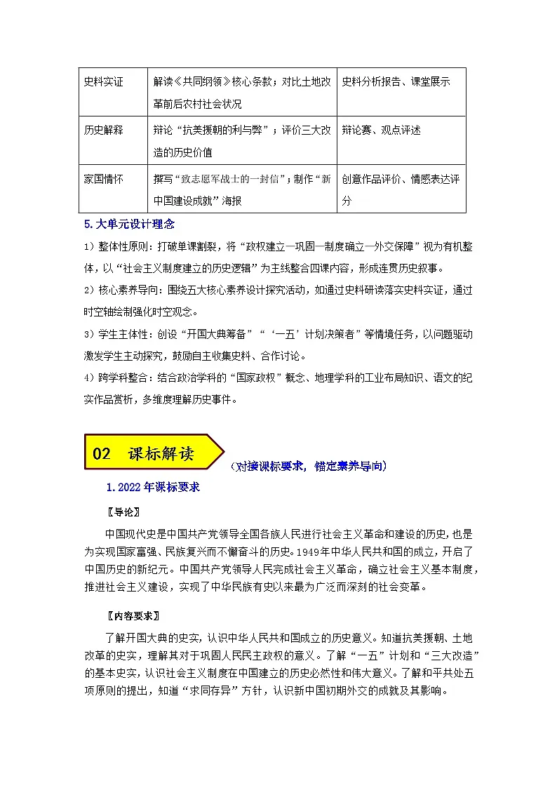 第一单元 中华人民共和国成立和社会主义制度的建立（表格式大单元设计）2025-2026学年统编版八年级历史下册第3页