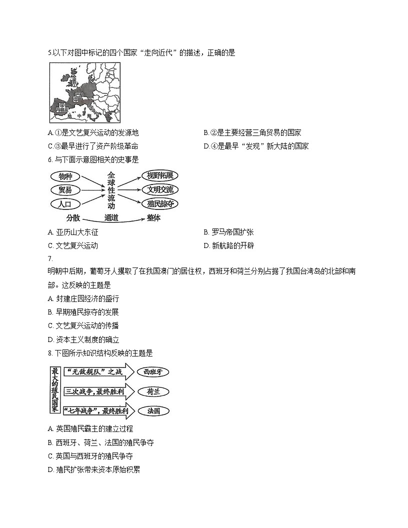 山东省聊城市莘县2025_2026学年九年级上学期11月期中历史试题（文字版，含答案）第2页