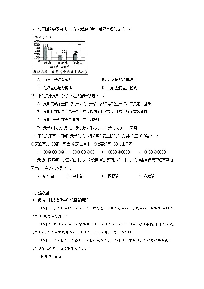 统编版2024初中历史七下期中考试试卷 -含答案第3页