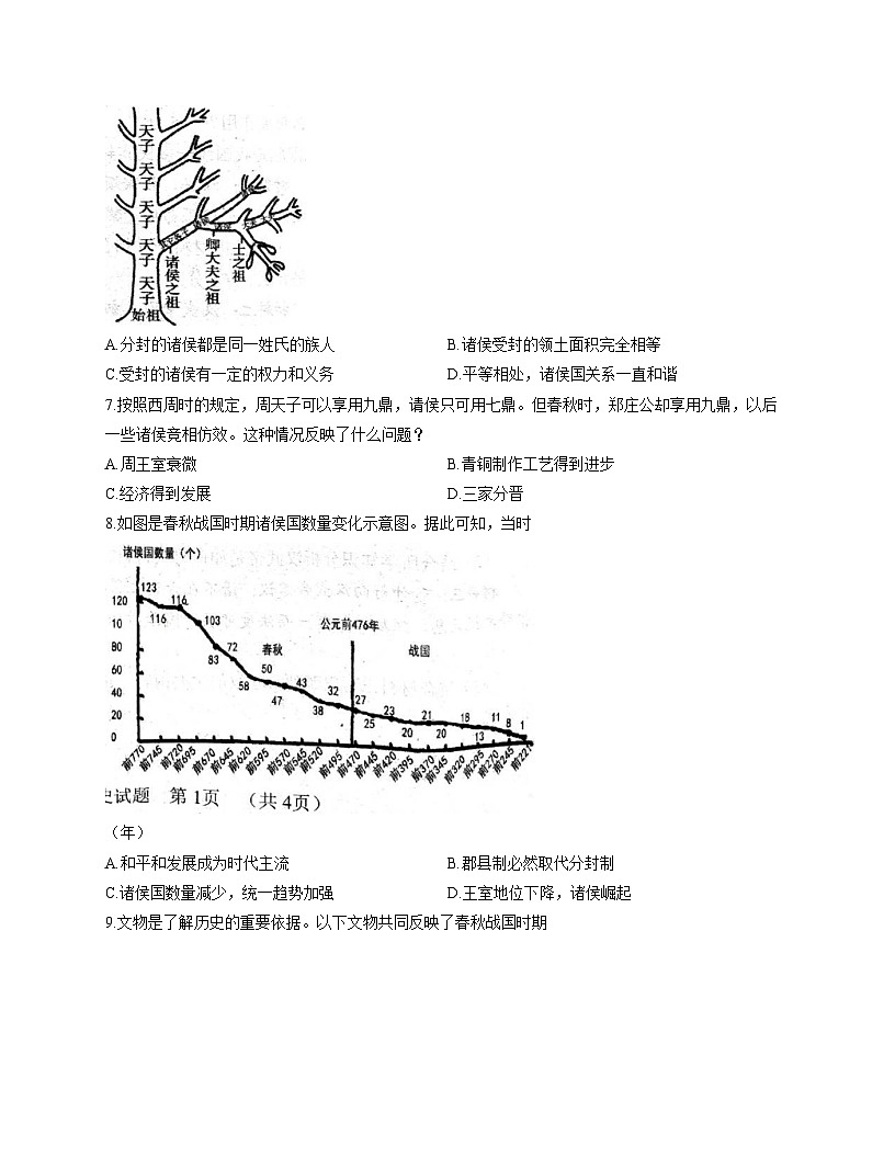 山东省菏泽市东明县2025_2026学年统编版七年级历史上学期期中考试题（文字版，含答案）第2页