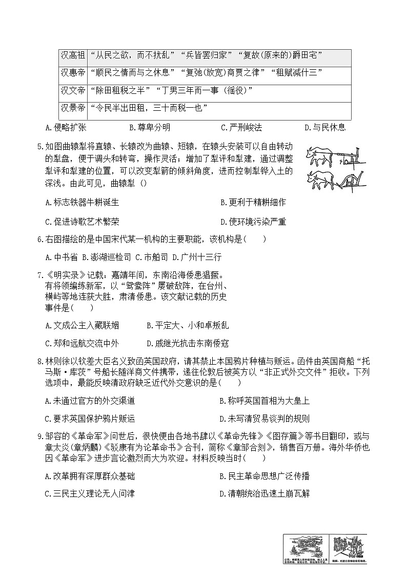 河南省郑州市部分学校2026届九年级初中学业水平模拟历史试卷（含答案）第2页