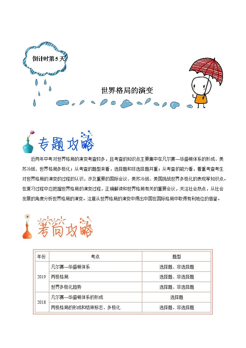 2020年中考历史考前冲刺 （四） 试卷01