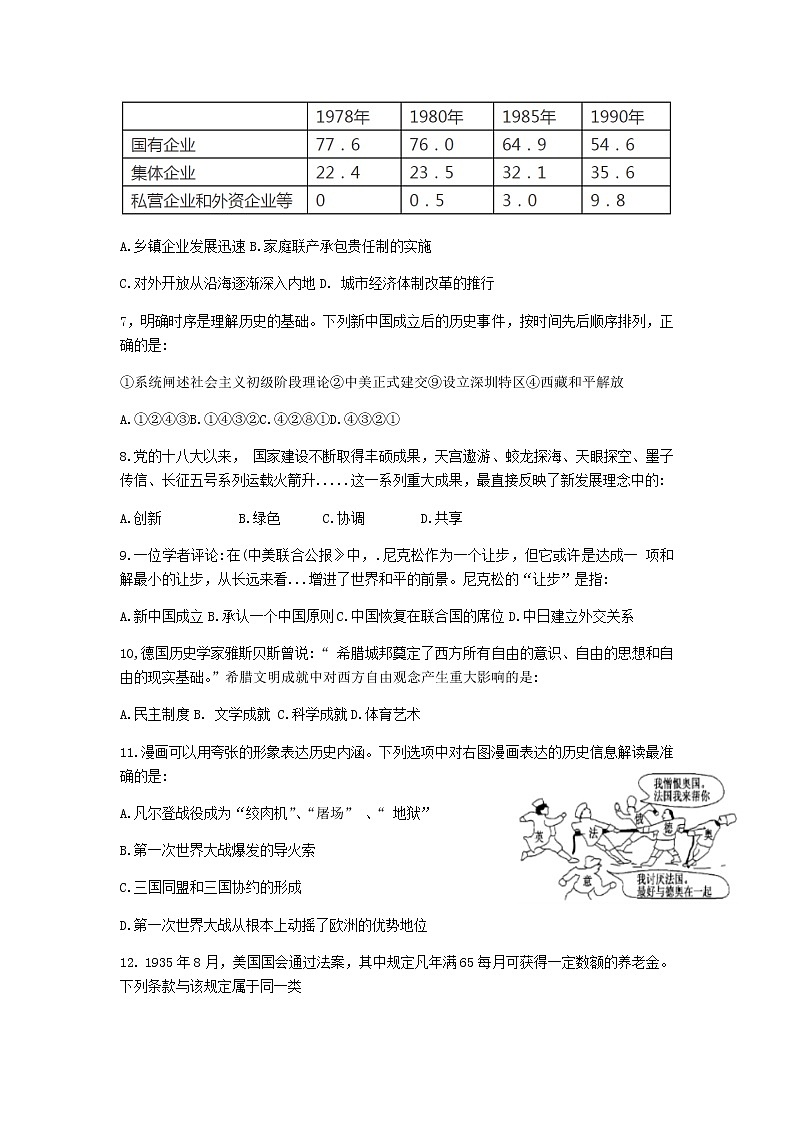 重庆市万州二中2020年中考历史模拟试卷02
