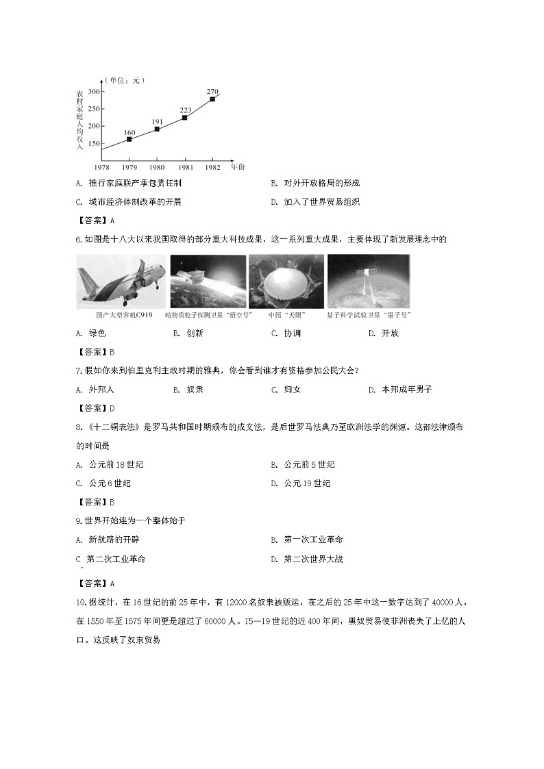 2020年四川乐山中考历史试卷及答案02