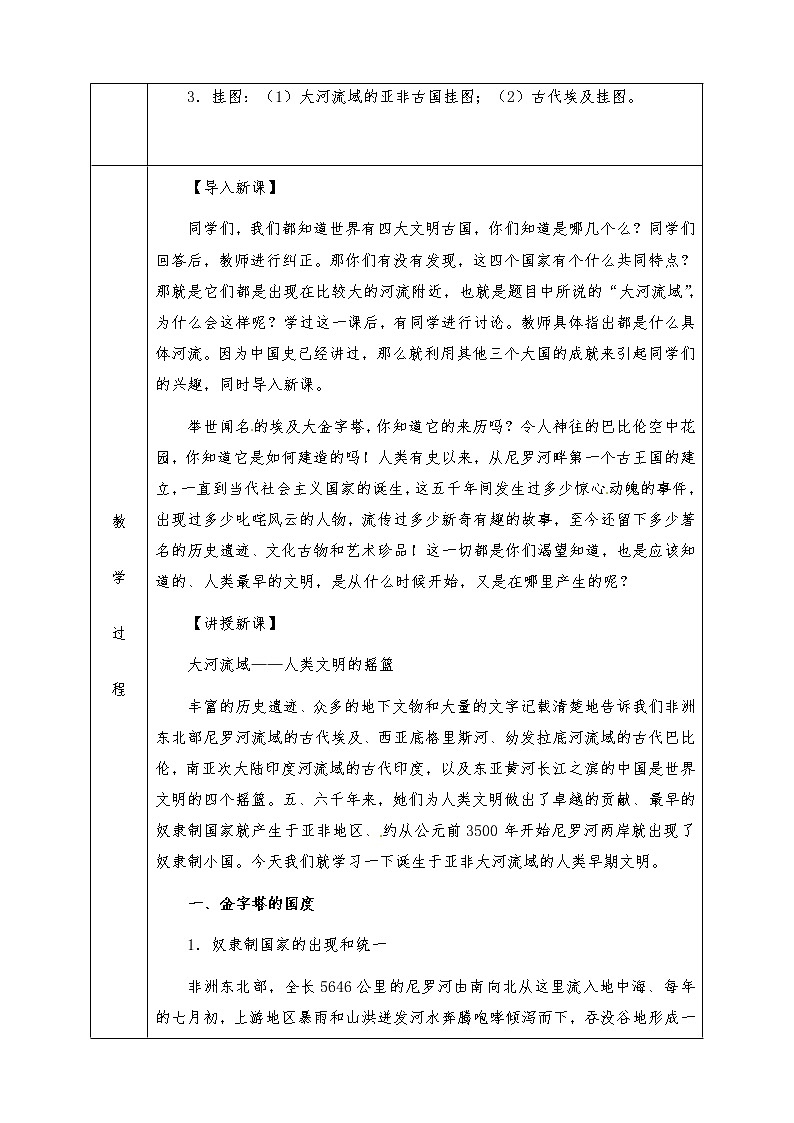 人教版九年级历史上册全册教案第2课 大河流域——人类文明的摇篮02