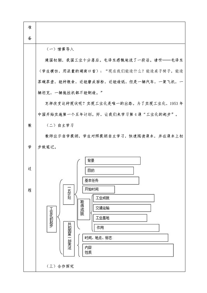 人教版八年级下册历史全册教案第4课 工业化的起步02