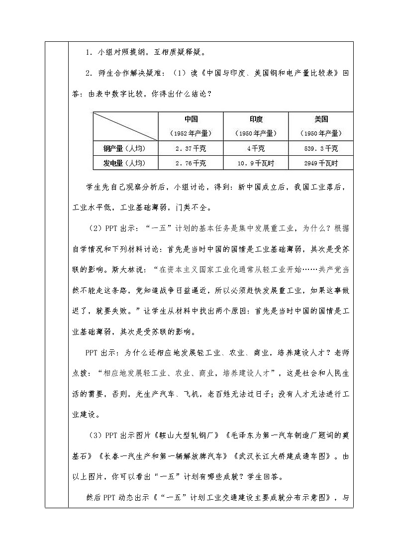 人教版八年级下册历史全册教案第4课 工业化的起步03
