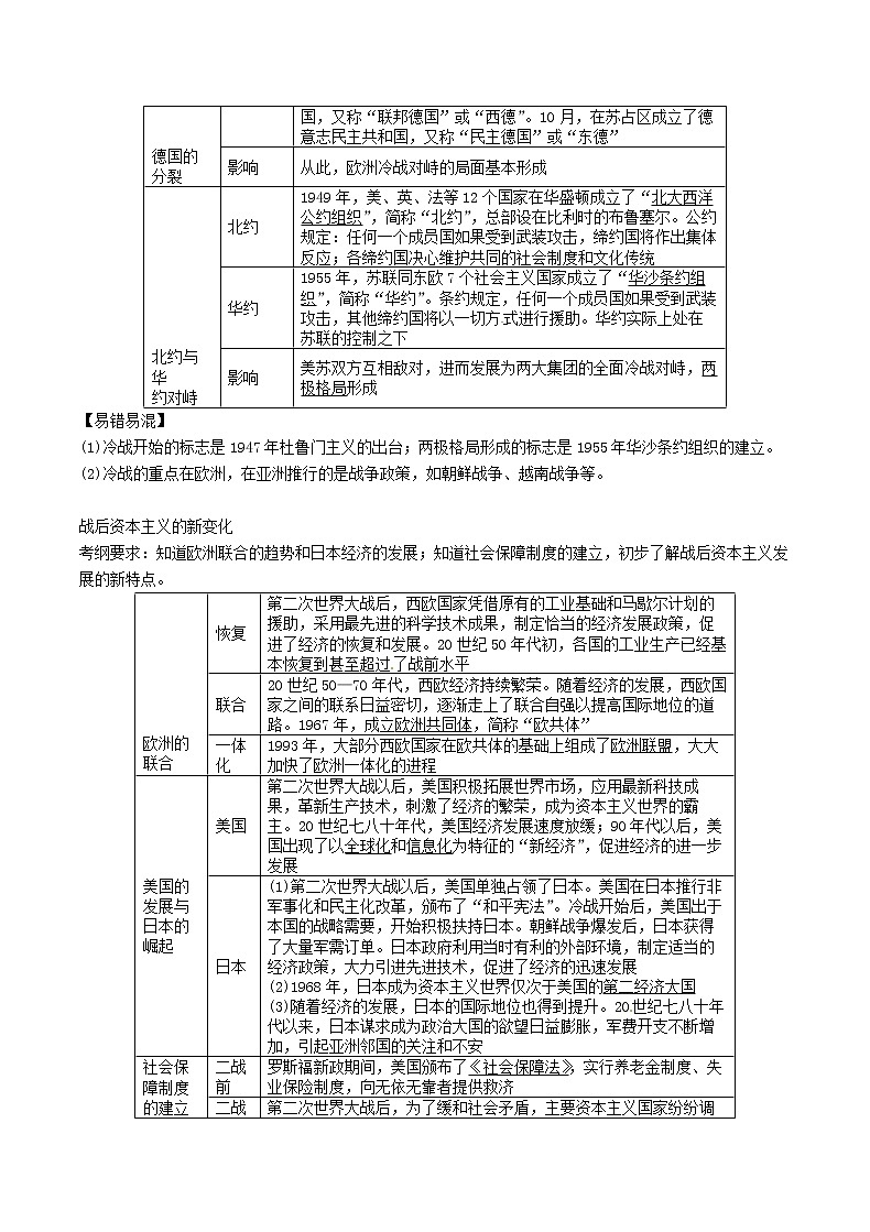 2021年中考历史总复习知识点：模块四世界现代史第22讲《冷战和美苏对峙的世界》02