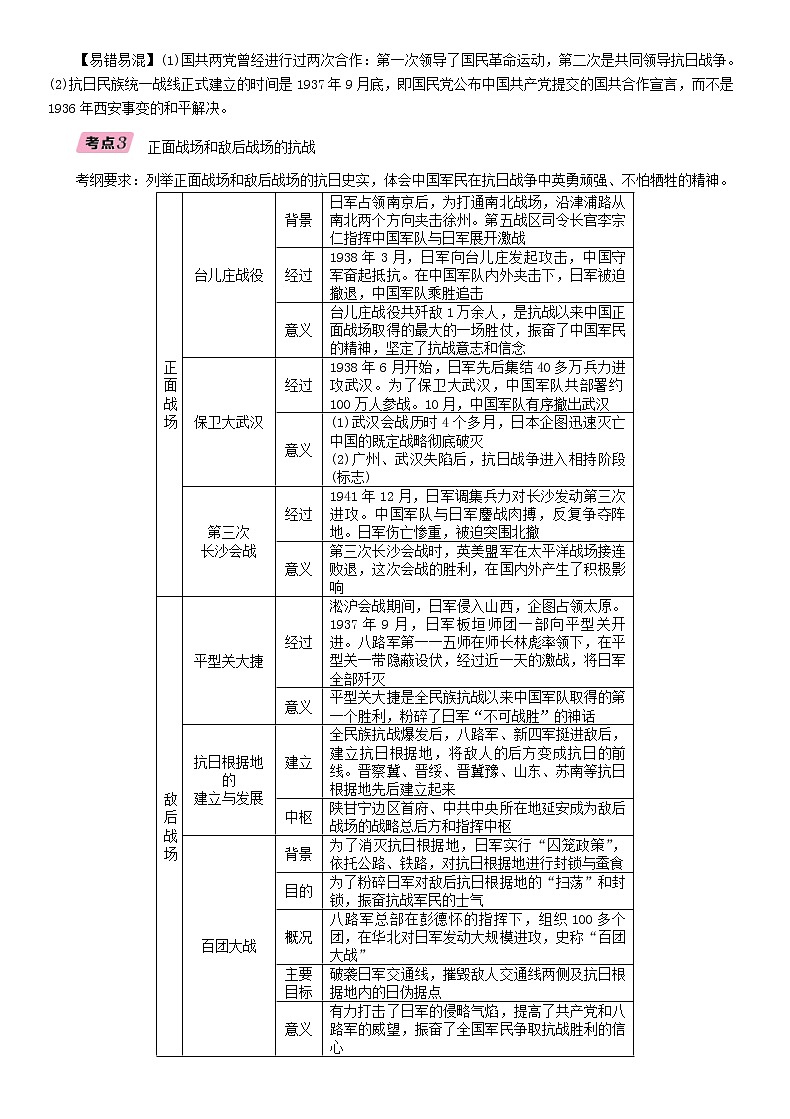 中考历史总复习 模块1中国近代史第6讲《中华民族的抗日战争》精讲试题（含答案）03