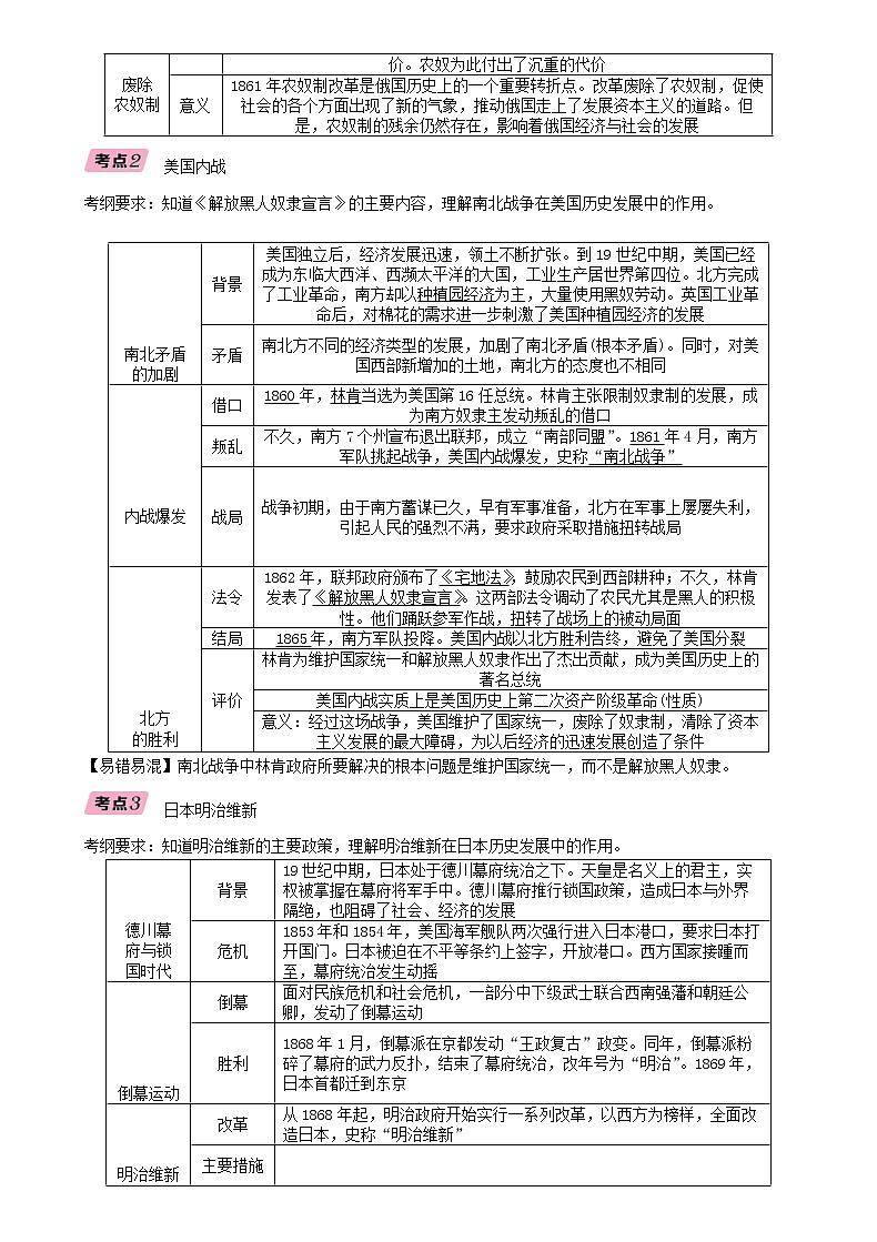 中考历史总复习 模块3世界近代史第18讲《资本主义制度的扩展》精讲试题（含答案）02