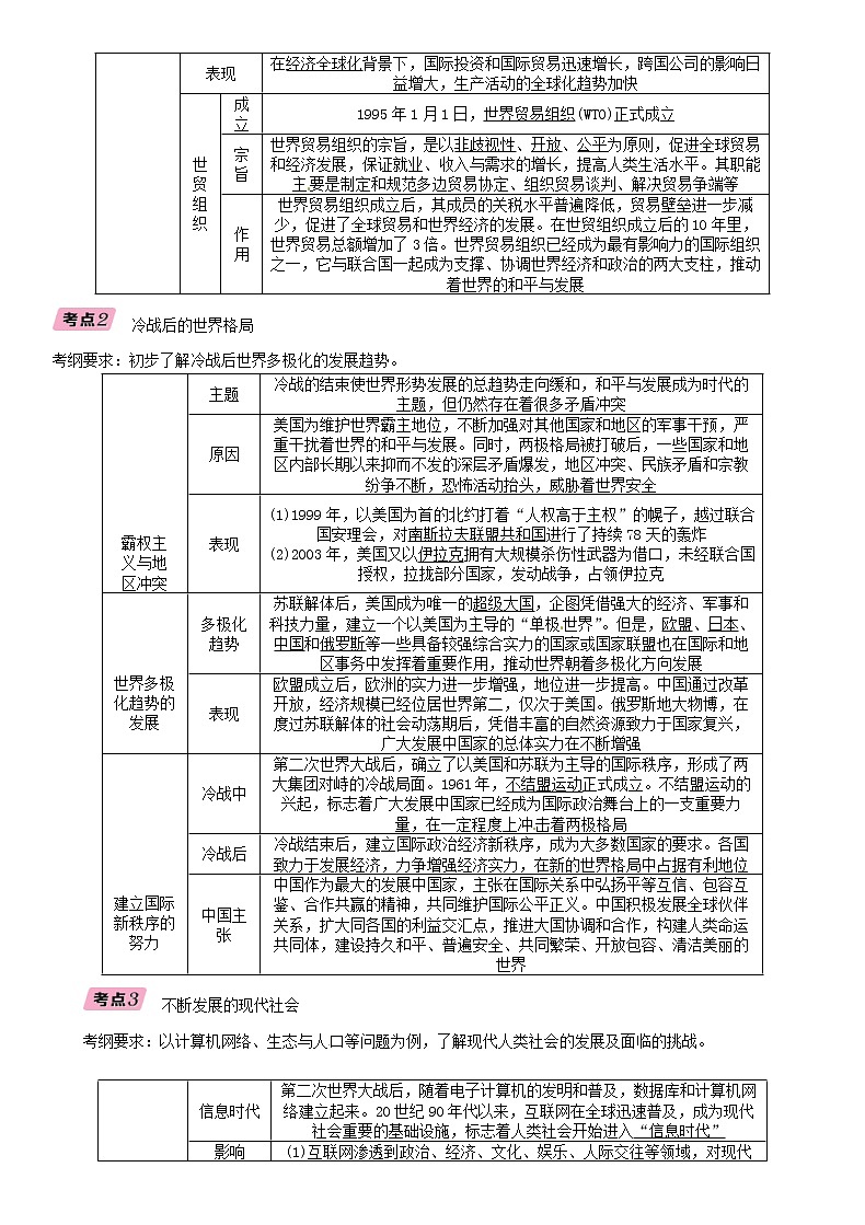 中考历史总复习 模块4世界现代史第23讲《冷战结束后的世界》精讲试题（含答案）02