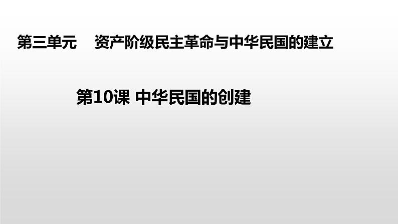 人教部编版八年级历史上册第三单元 第10课 中华民国的创建课件 19张PPT第1页