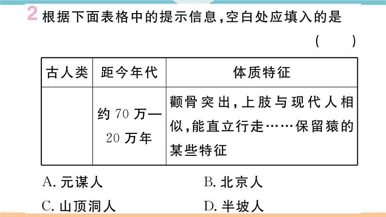 第1课  中国境内早期人类的代表——北京人 练习课件03